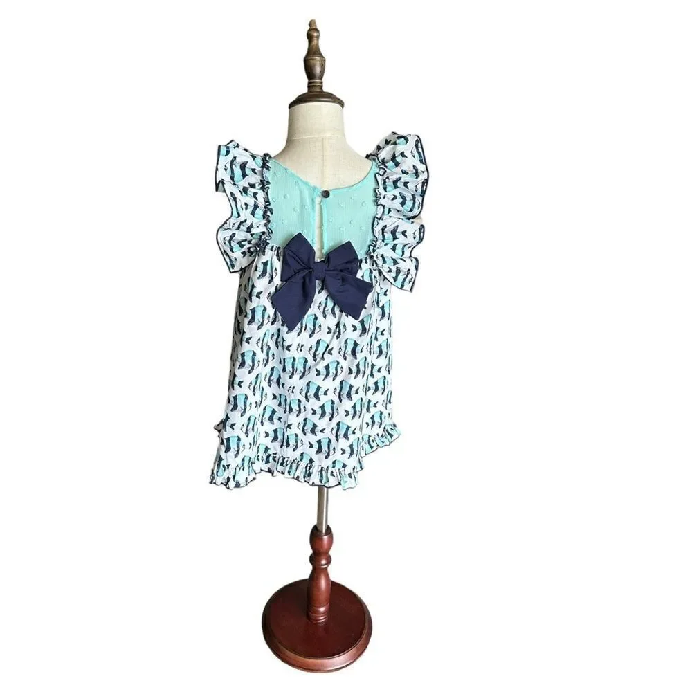 LOLITTOS | Blue | COTTON FISH PRINTED DRESS